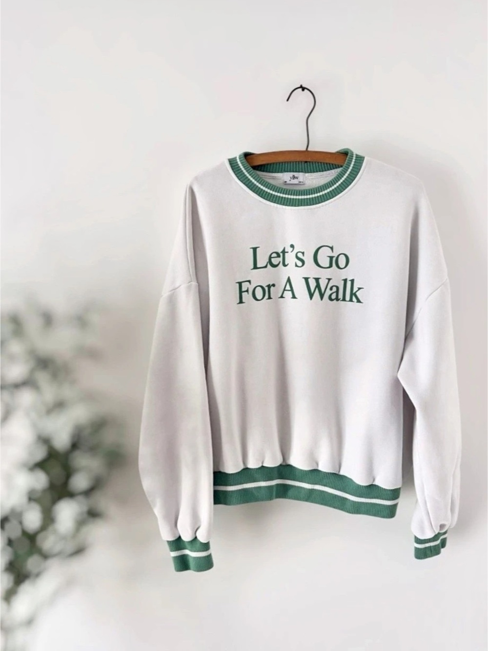 Yellow The Label Let's Go For A Walk Oversized Crewneck Sweatshirt White Green M